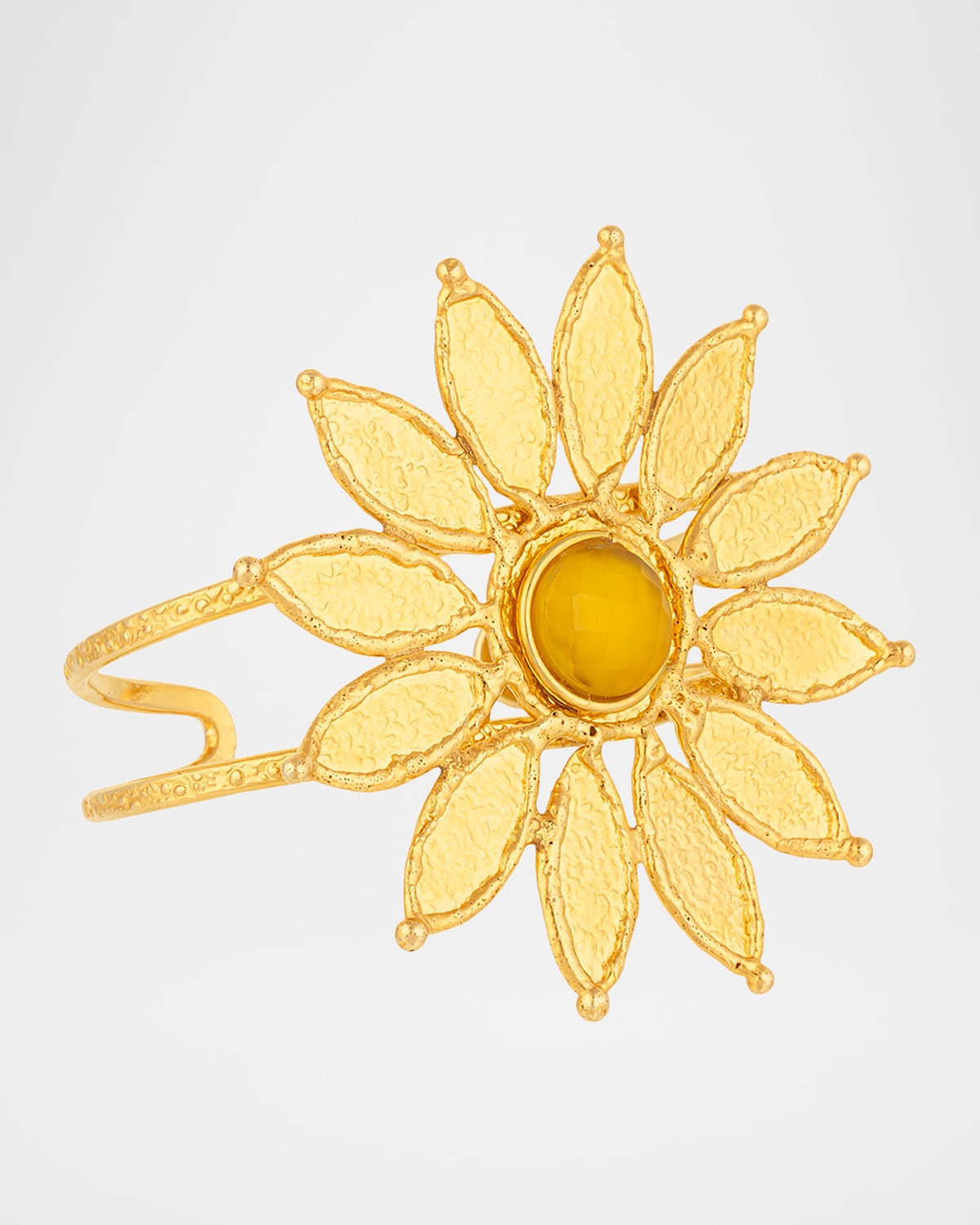 Yellow Onyx Flower Clip Earrings