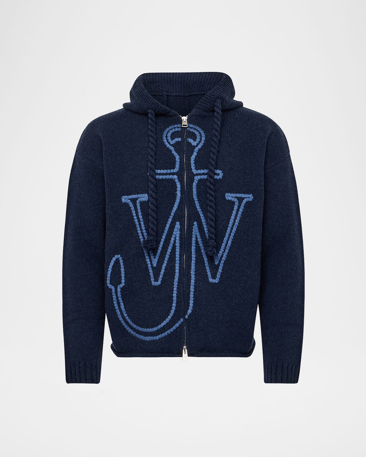 Jw Anderson J. W. Anderson Zip-up Hooded Sweater With Contrasting Logo In Blue