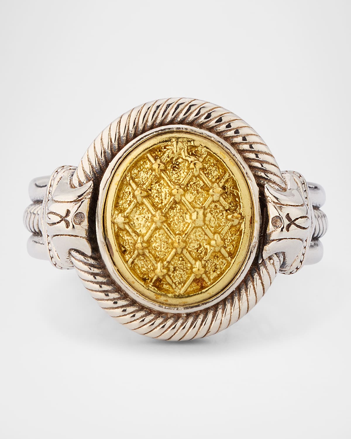 Men's Kavos Sterling Silver and Bronze Signet Ring