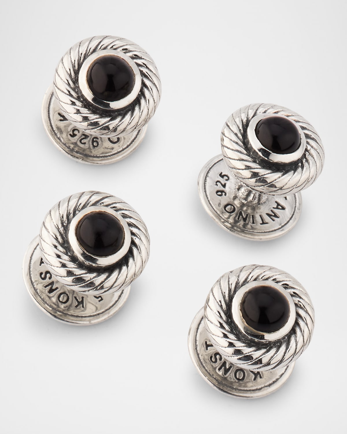 Men's Kavos Sterling Silver Black Onyx Tuxedo Stud Set