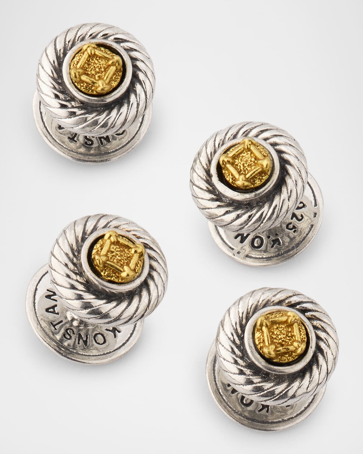 Men's Kavos Sterling Silver and Bronze Tuxedo Stud Set