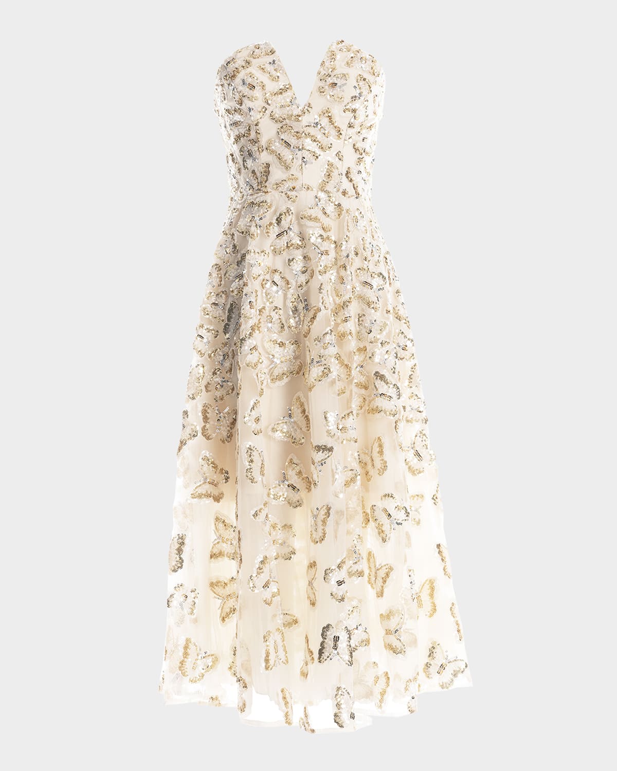 Christina Strapless Sequin Applique Midi Dress