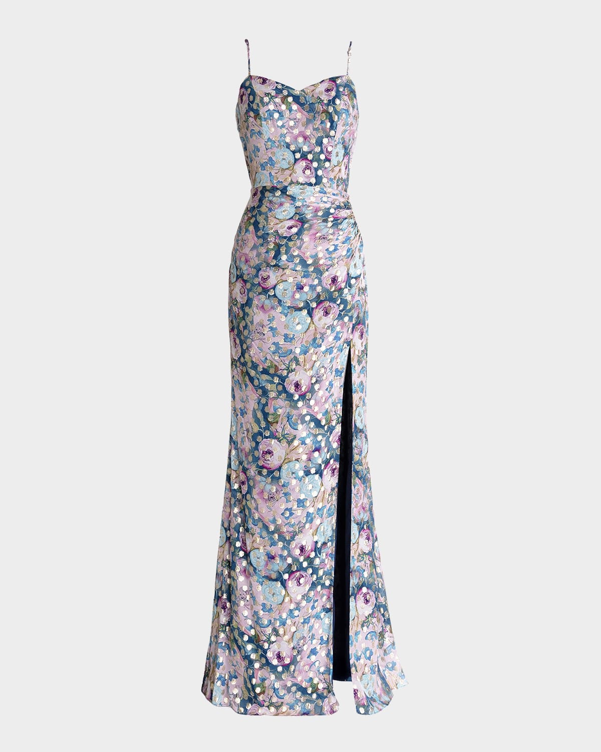 Brielle Floral-Print Sweetheart Gown