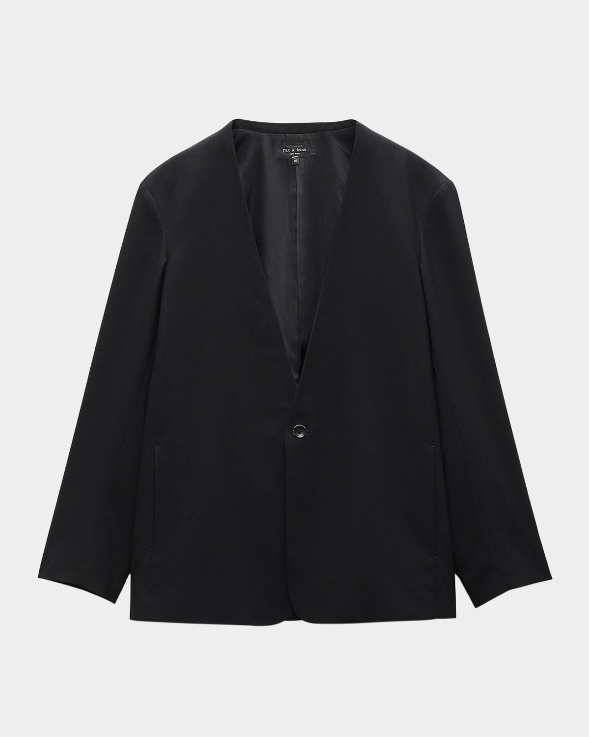 Rag & Bone Men's Collarless Ripstop Wool Blazer In Black