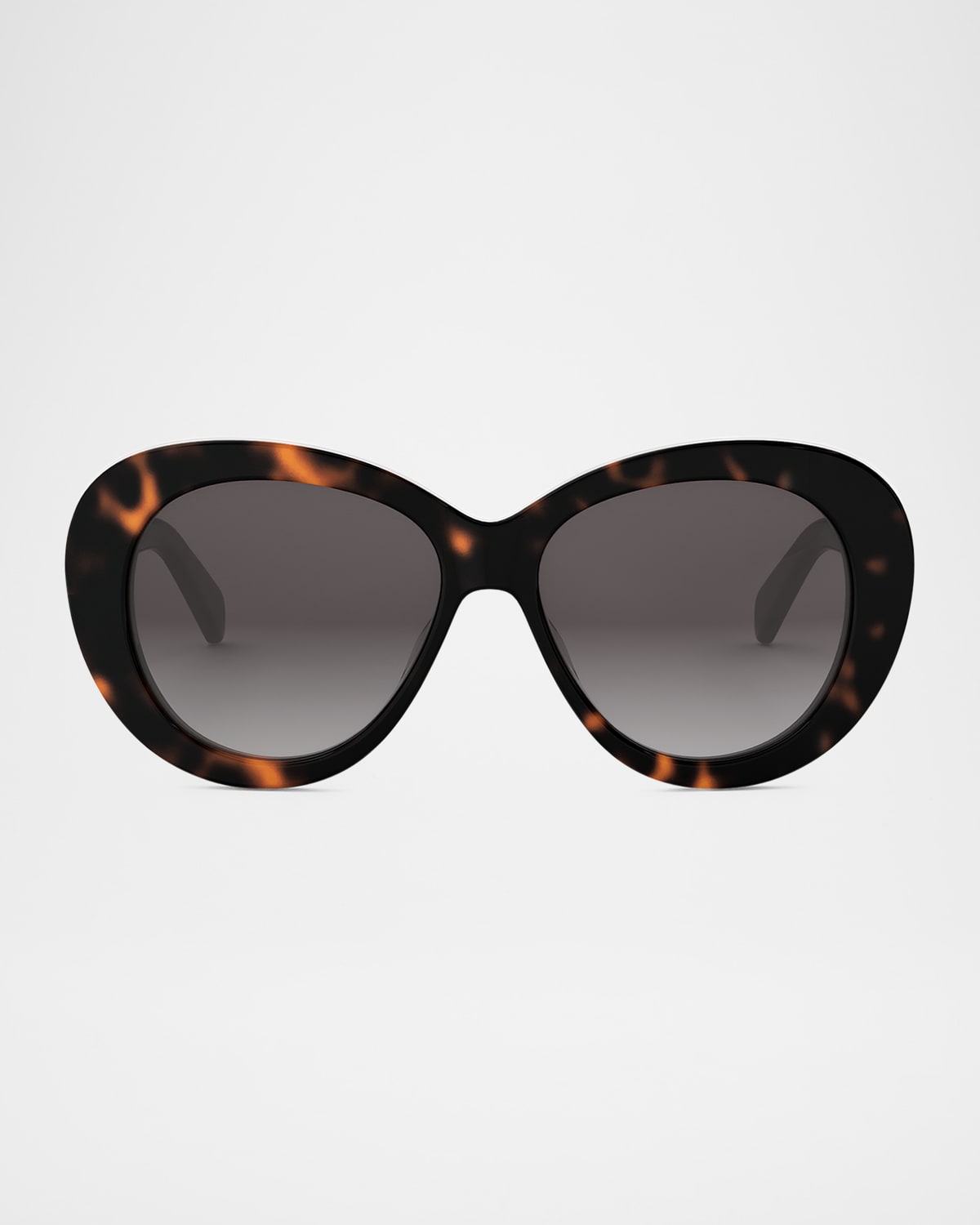 Celine Triomphe Logo Oval Acetate Sunglasses In Dark Havana Gradient Brown