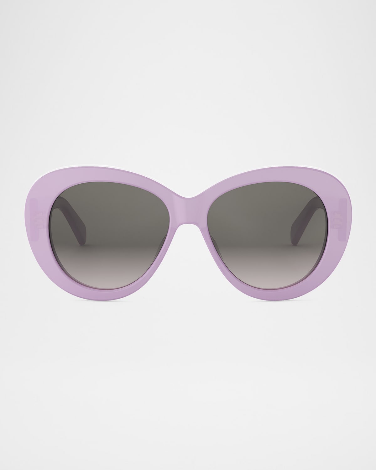 Celine Triomphe Logo Oval Acetate Sunglasses In Shiny Lilac Gradient Brown