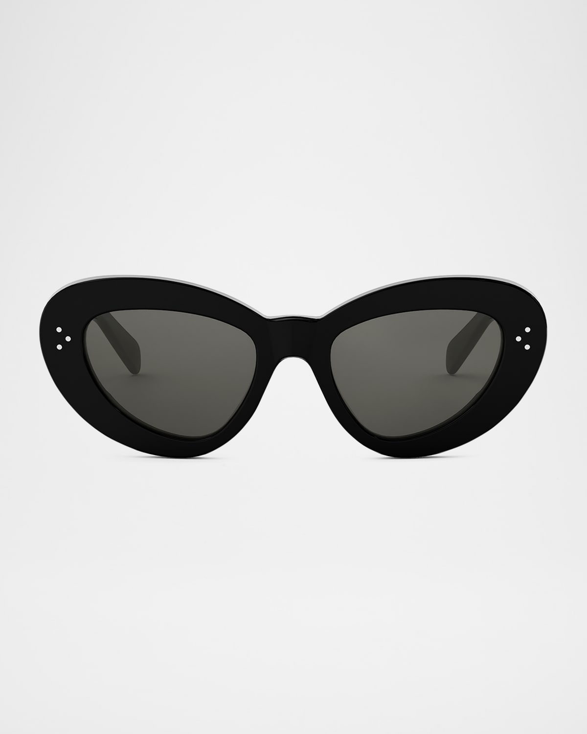 Celine 3 Dots Cat Eye Sunglasses In Shiny Black Smoke