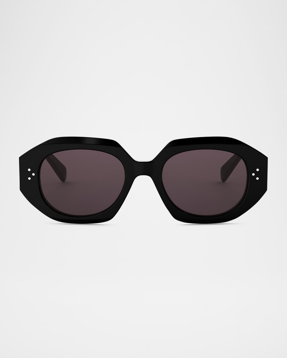Celine 3 Dot Geometric Square Sunglasses In Shiny Black Violet