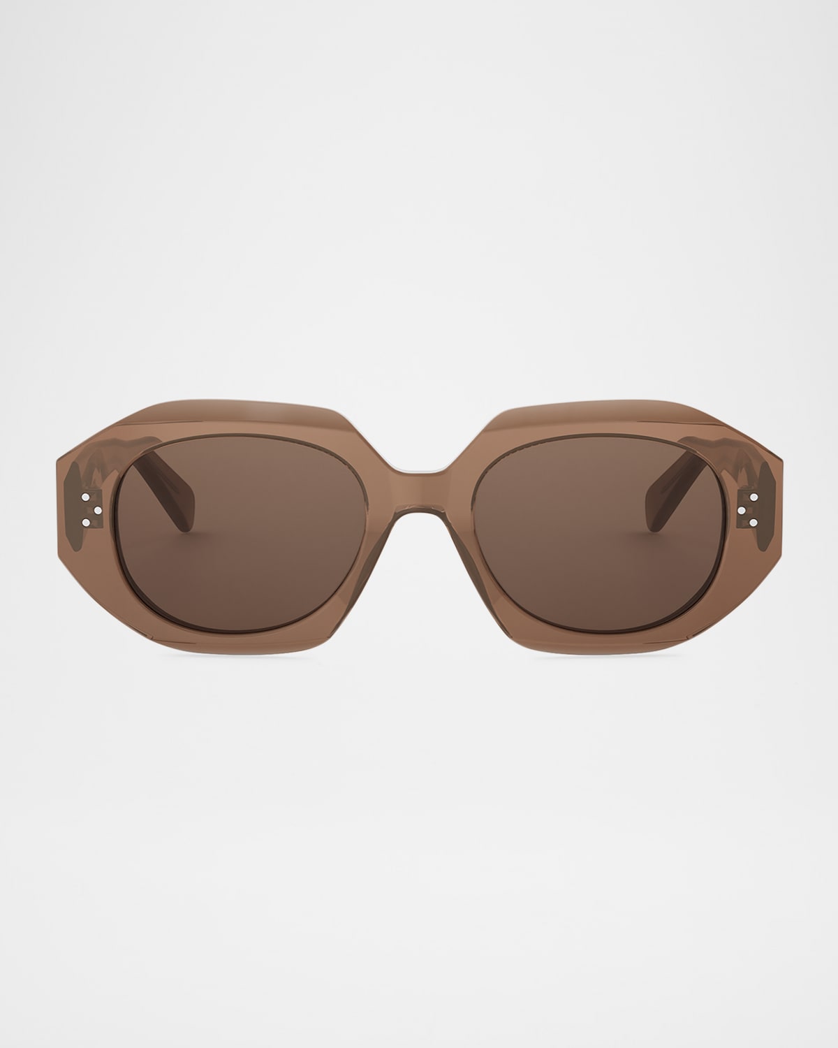 Celine 3 Dot Geometric Square Sunglasses In Shiny Dark Brown Brown