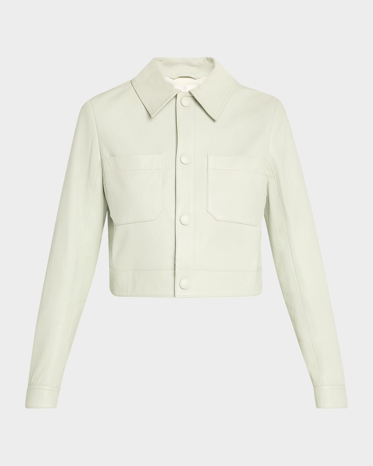 Frame The Small Leather Jacket In Green