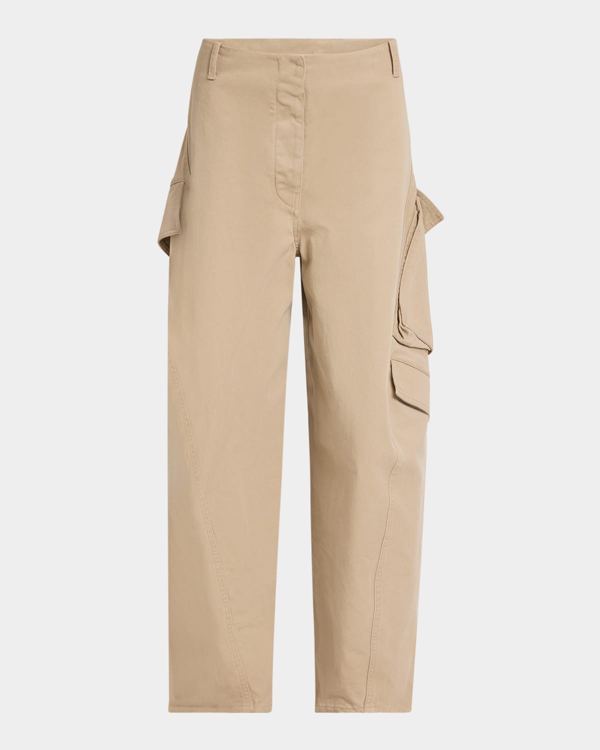 Alaïa Mid-rise Washed Chino Barrel-leg Cargo Trousers In Beige