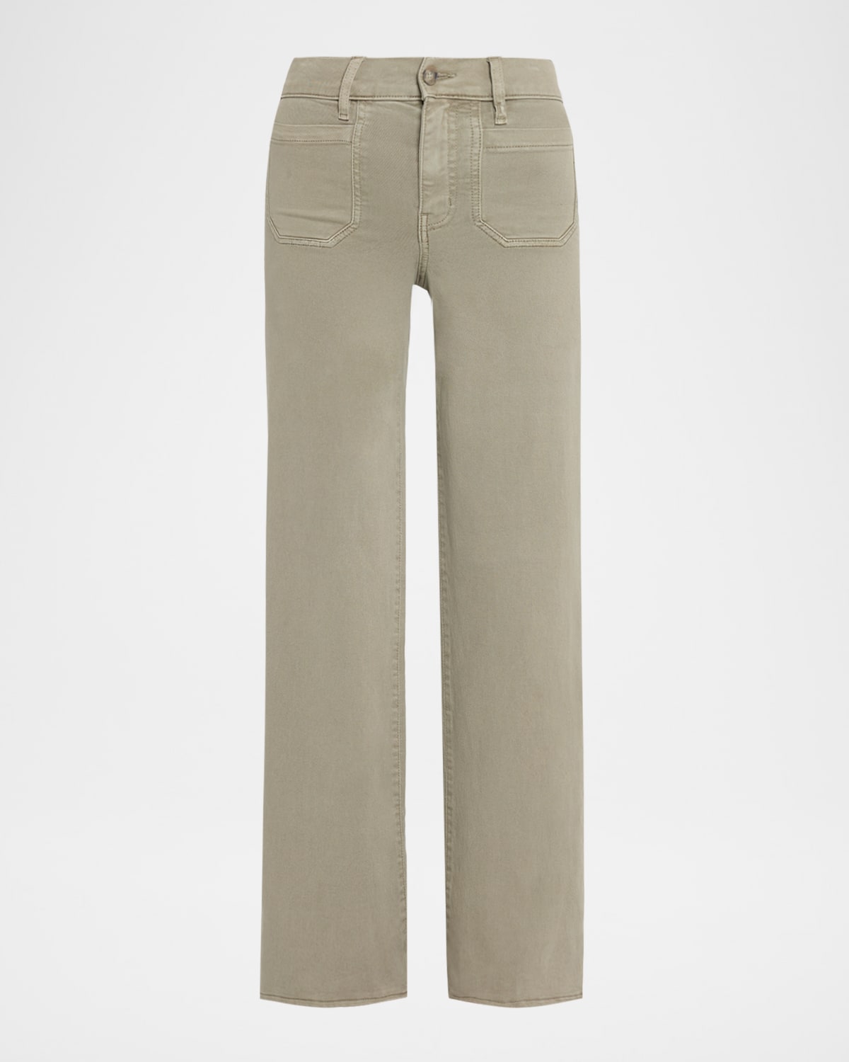 Frame Le Slim Palazzo Green Jeans With Belt Loops And Wide Leg In Denim Woman In Green