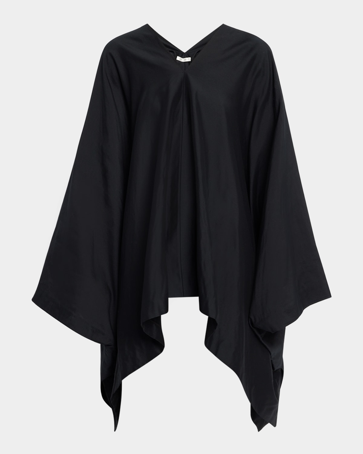 The Row Cedar Cotton And Silk Blend Poncho In Black