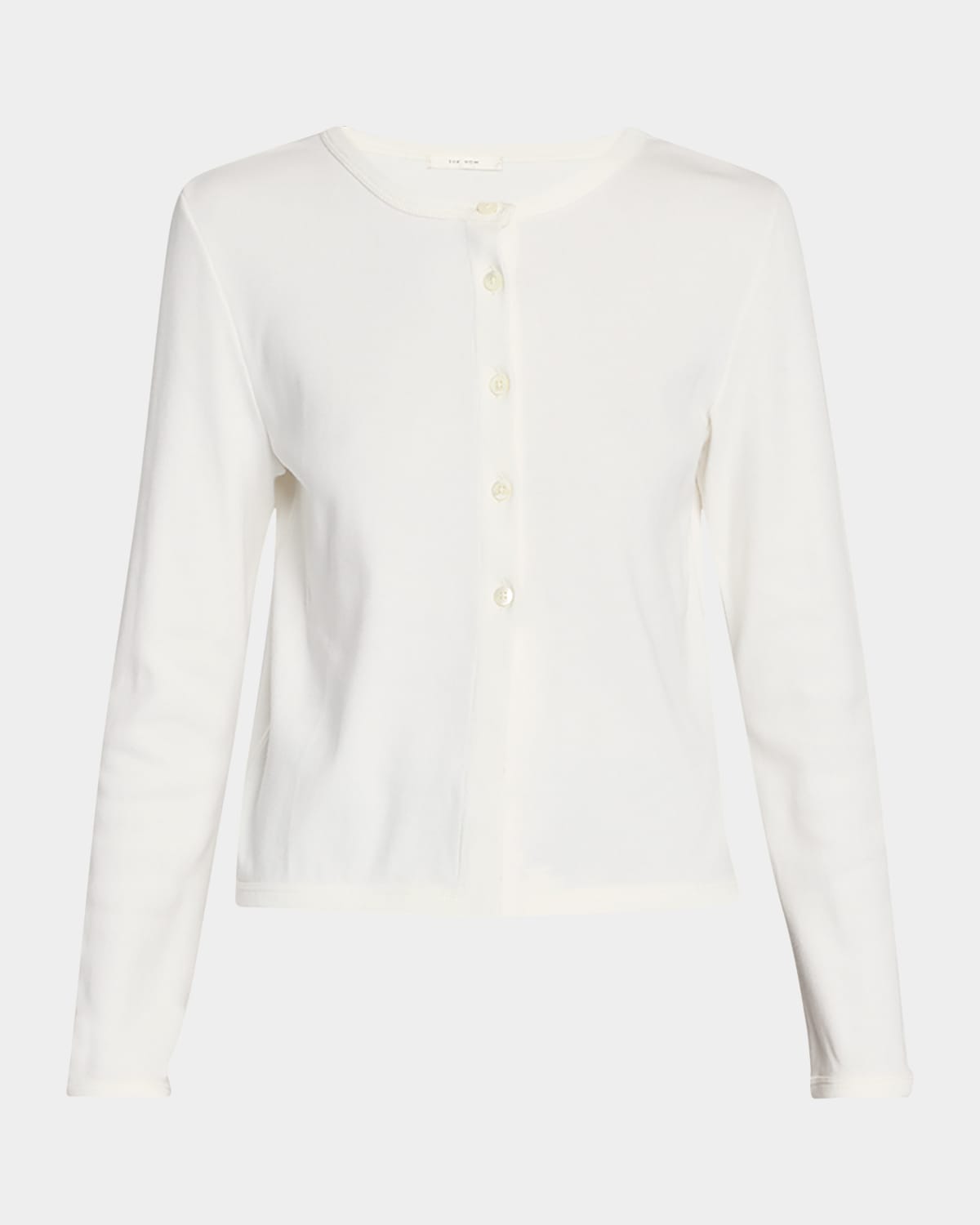 The Row Gretas Cotton Crewneck Cardigan In White