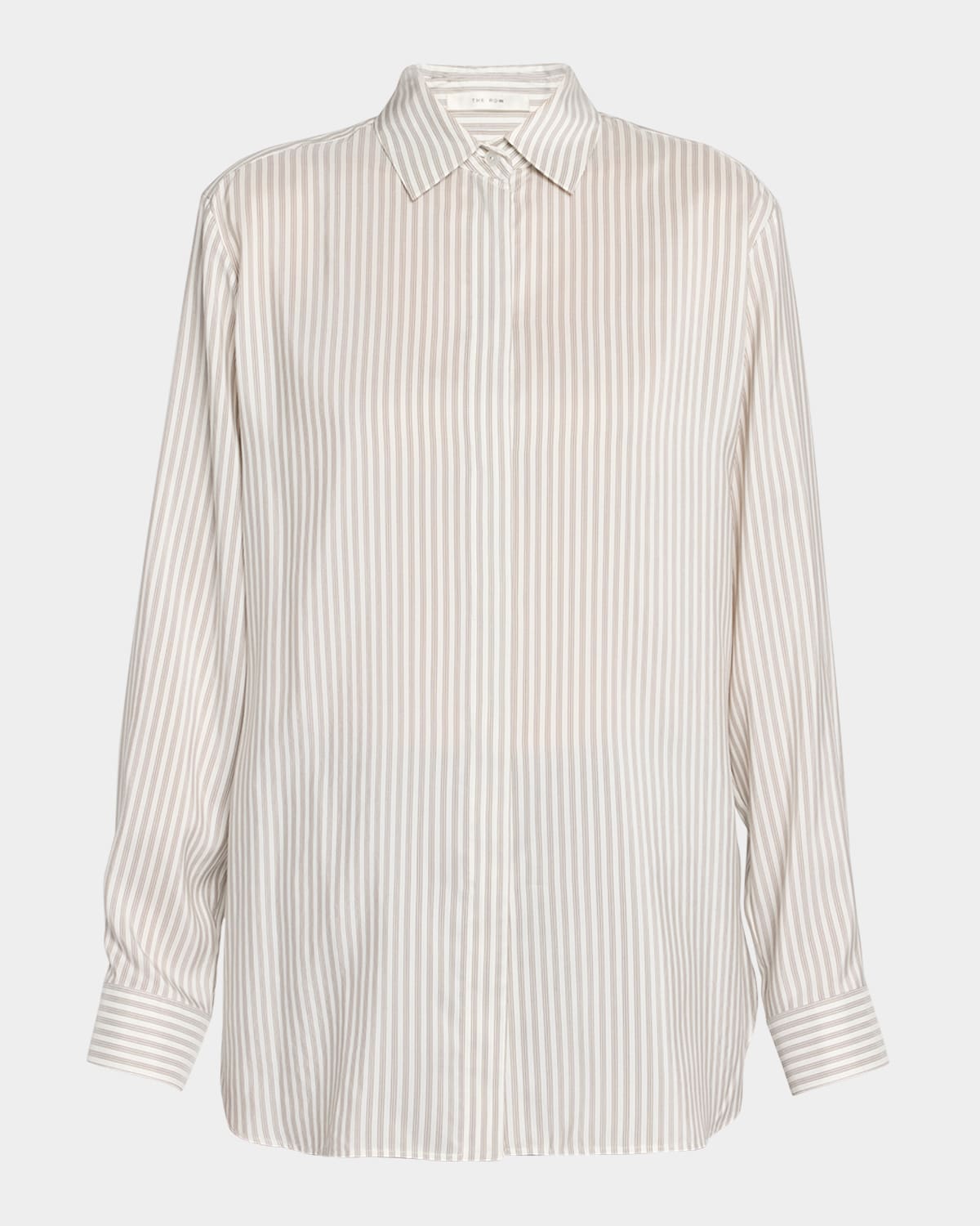 The Row Vanda Stripe Shirt In Gray