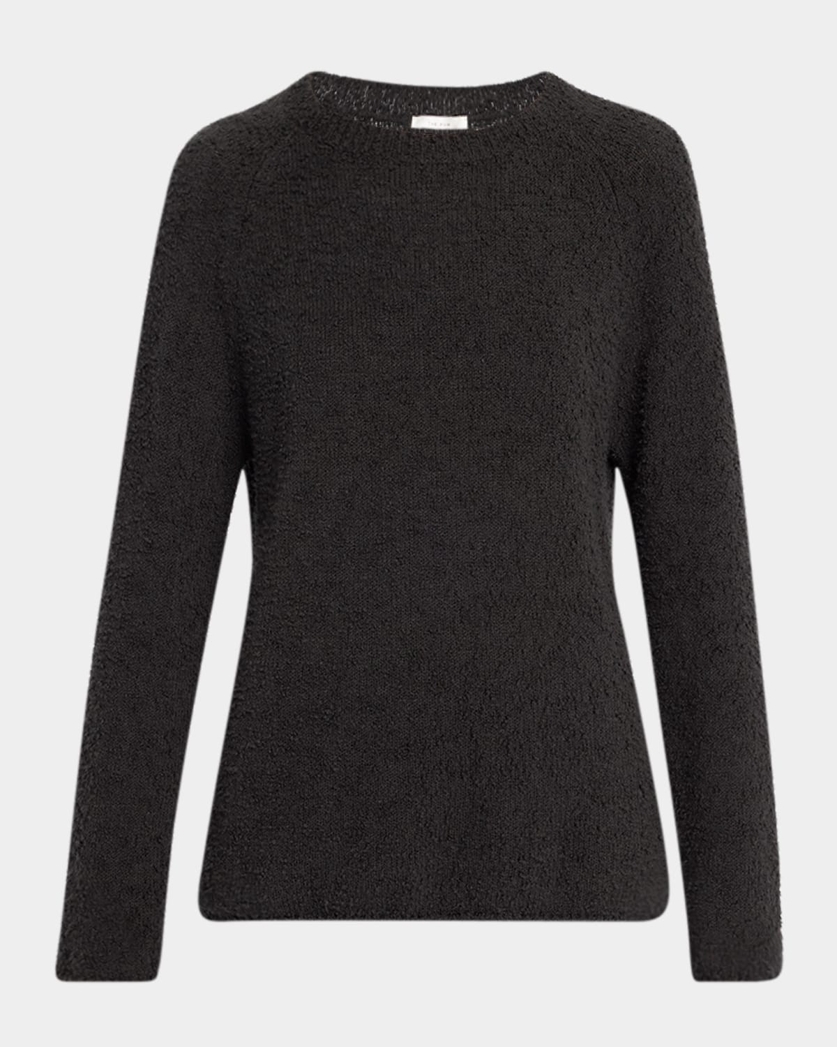 The Row Kathy Raglan-sleeve Boucle Knit Sweater In Black
