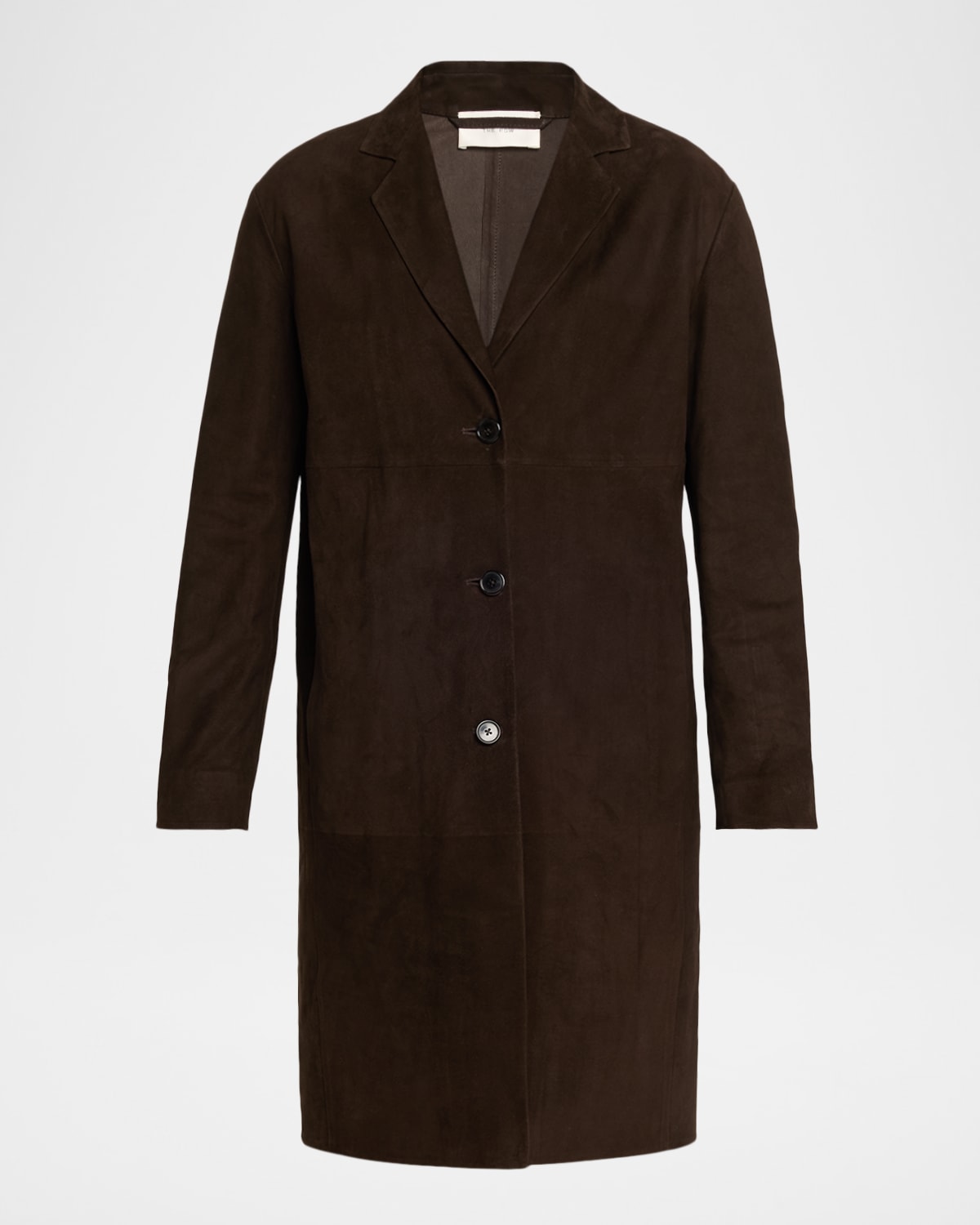 The Row Babilonia Suede Belted Single-breasted Coat In Brown