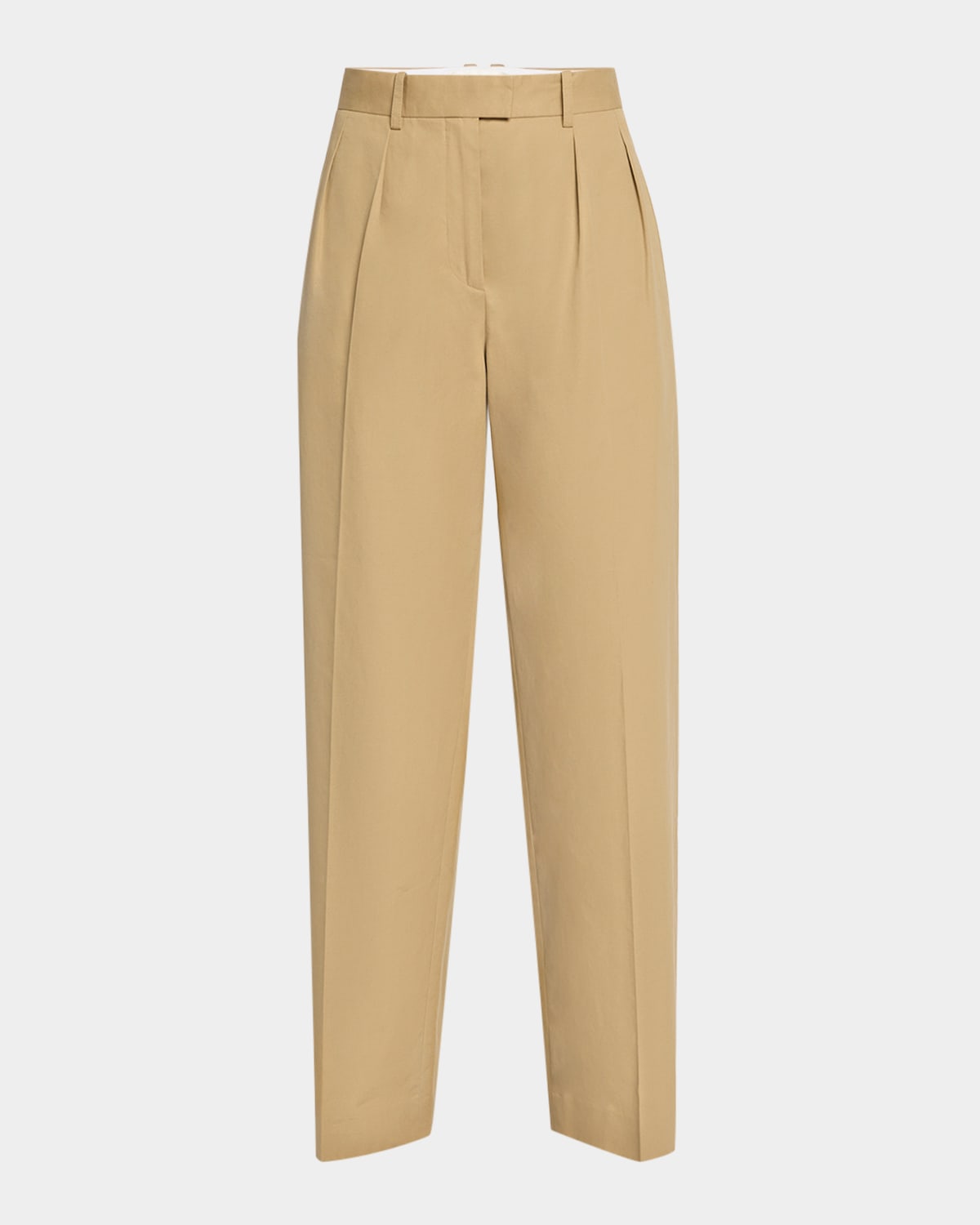 The Row Alfidis Pleated Straight-leg Cotton-cashmere Pants In Sand