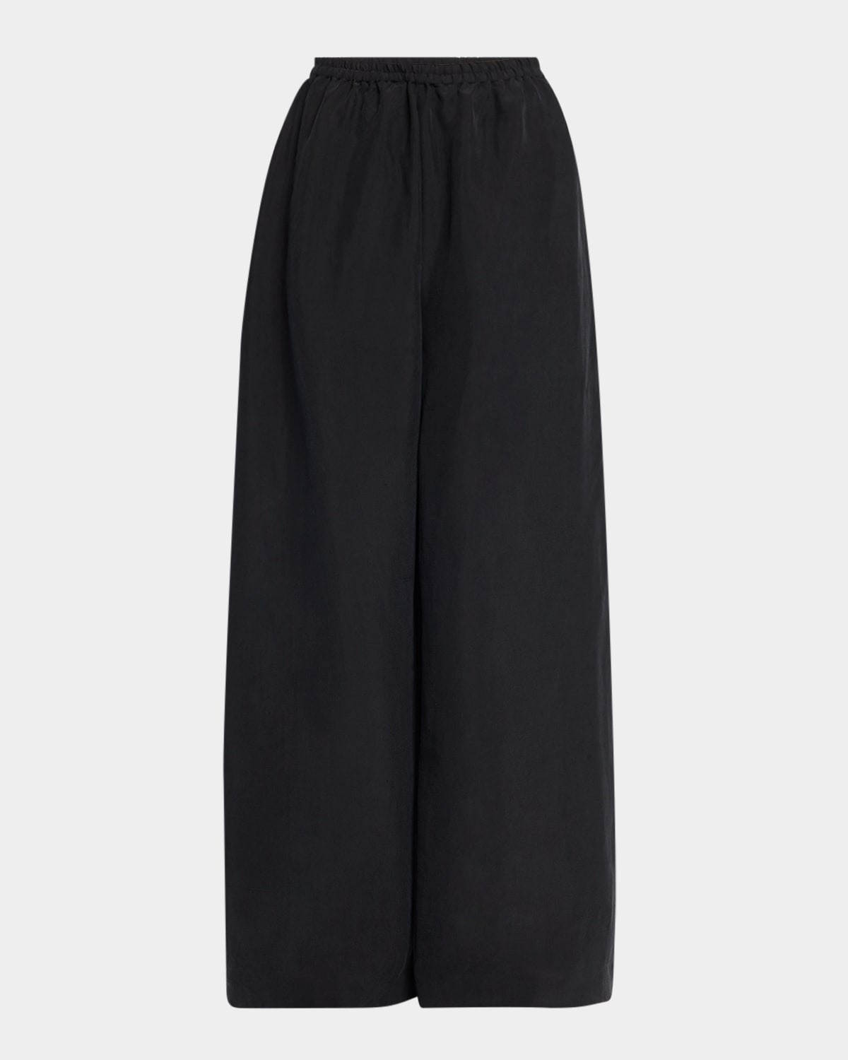The Row Bellana Silk Wide-leg Pull-on Pants In Black
