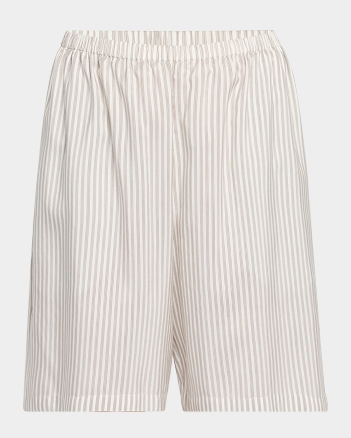 The Row Zinnia Striped Silk Pajama Shorts In Gray