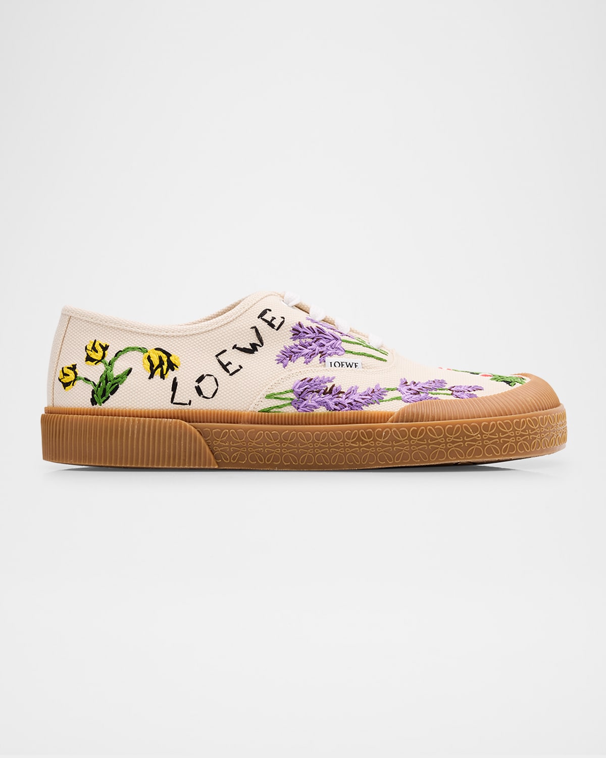 Loewe Men's Terra Embroidered Canvas Low-top Sneakers