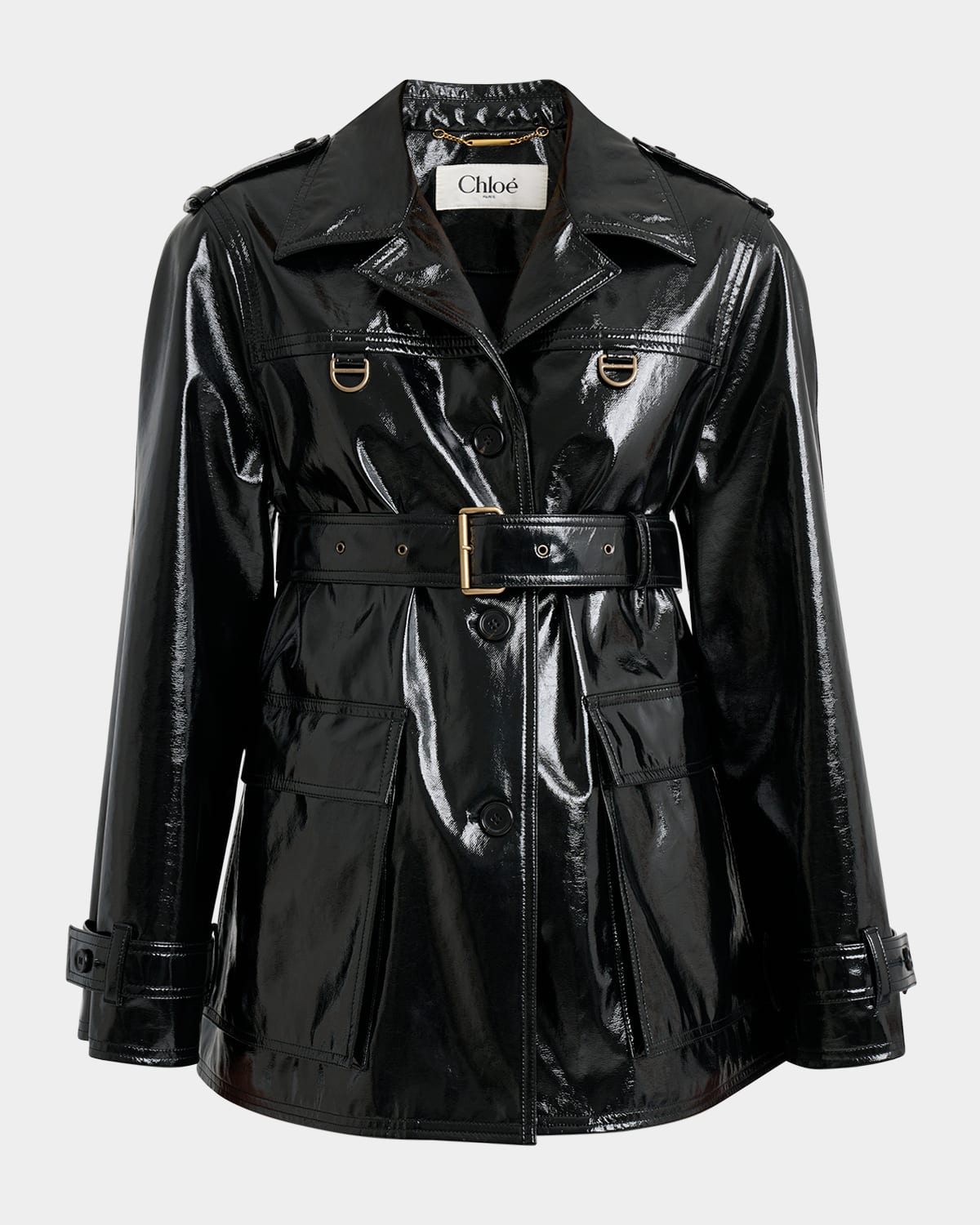 Chloé Shiny Cotton Belted Trench Coat