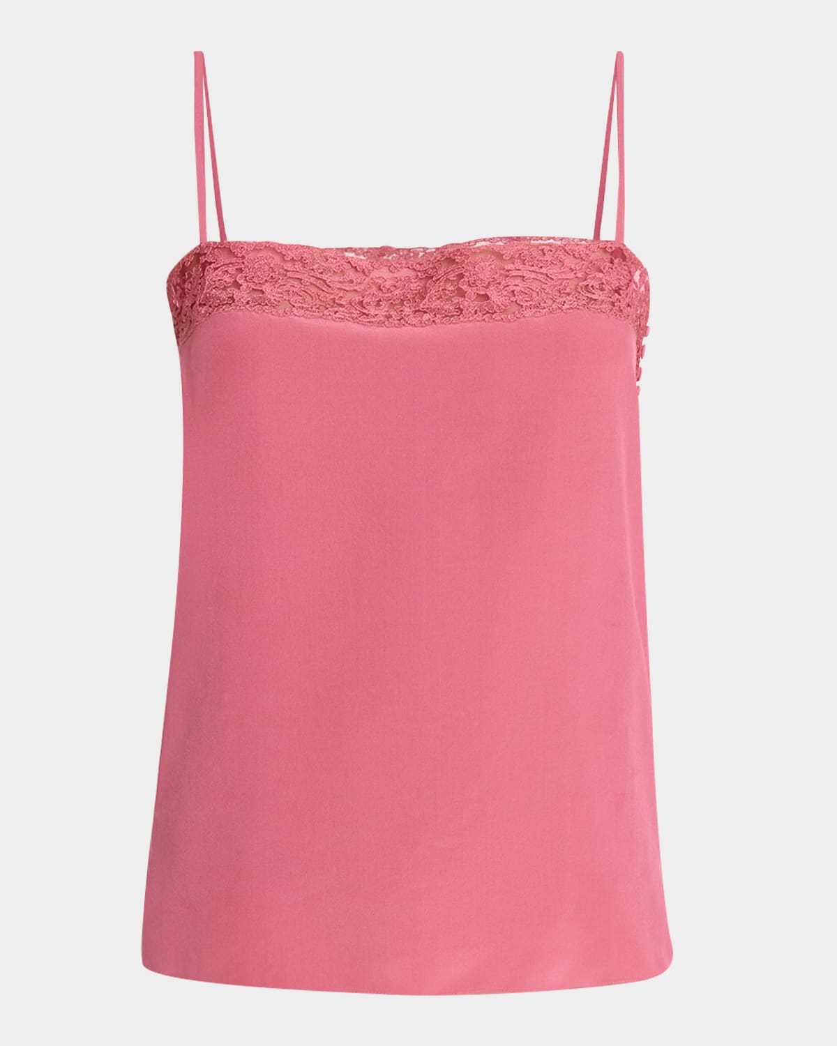 Chloé Lace-trim Silk Button-side Cami Tank