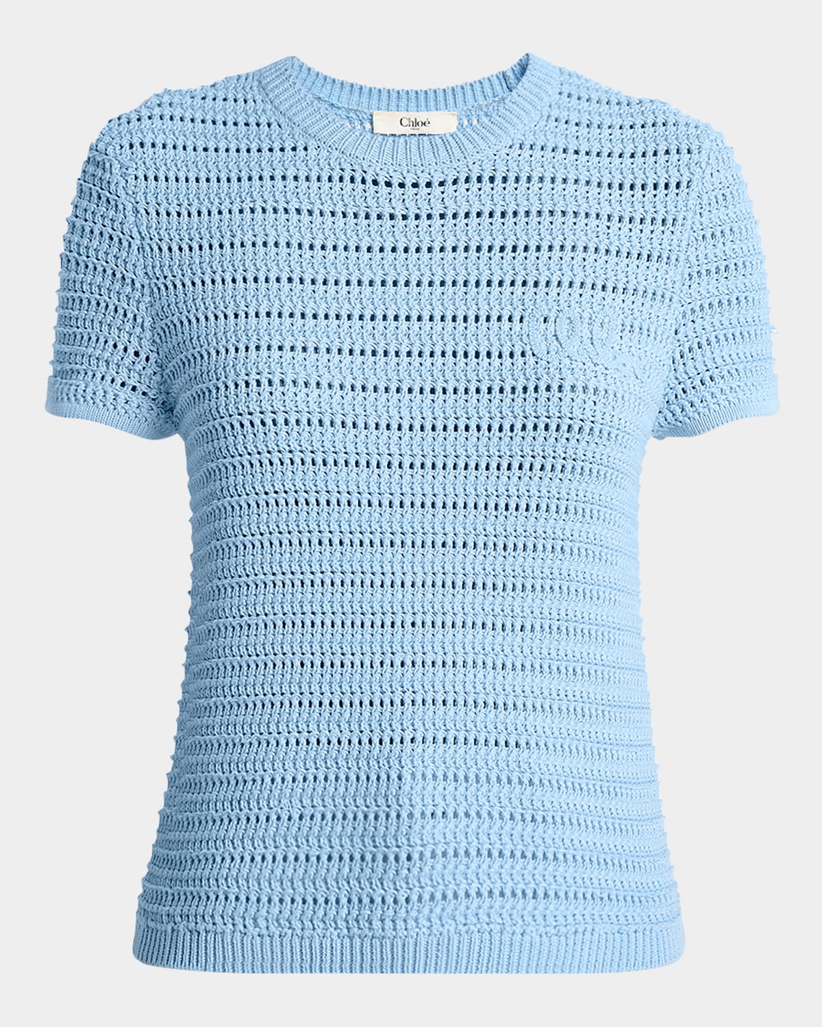 Chloé Open-knit Logo Embroidered Top