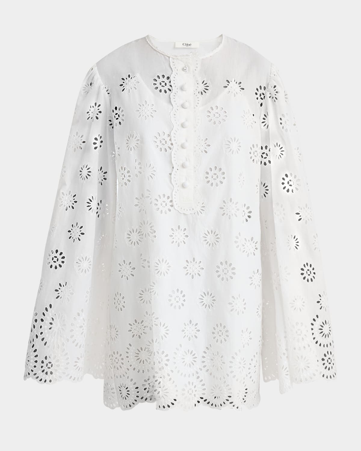 Chloé Scalloped Eyelet-embroidered Mini Shift Dress