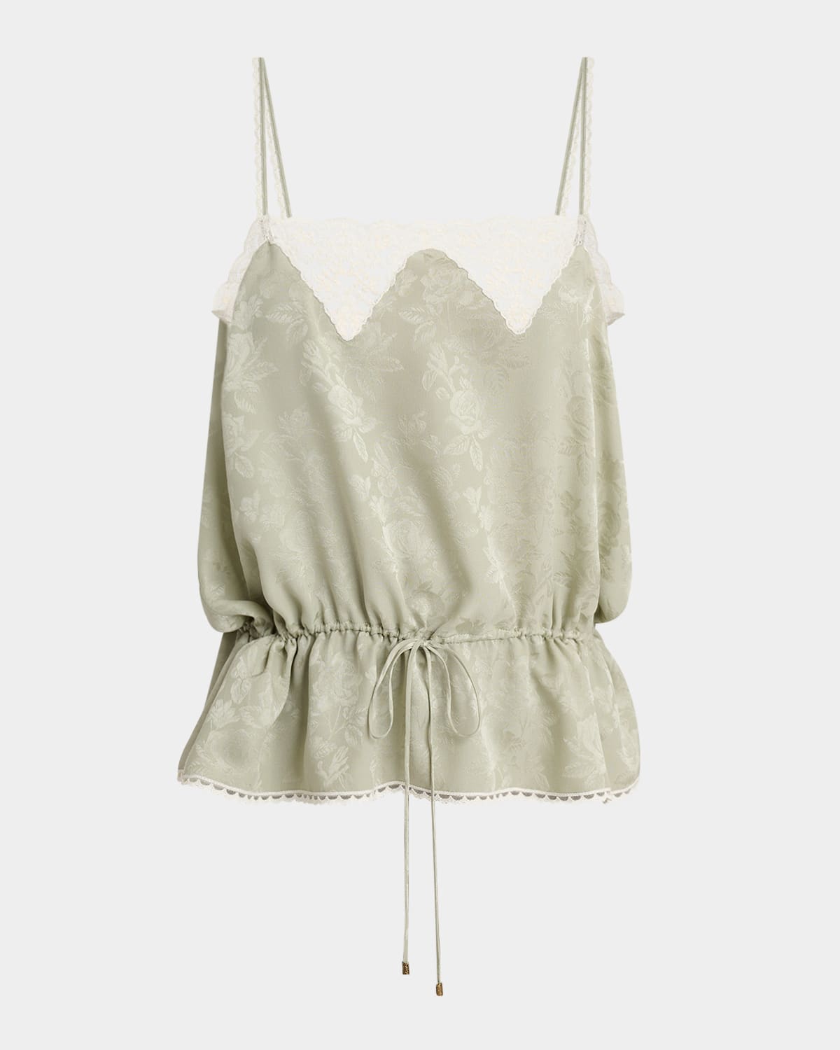 Chloé Lace-trim Floral Silk Jacquard Camisole Top