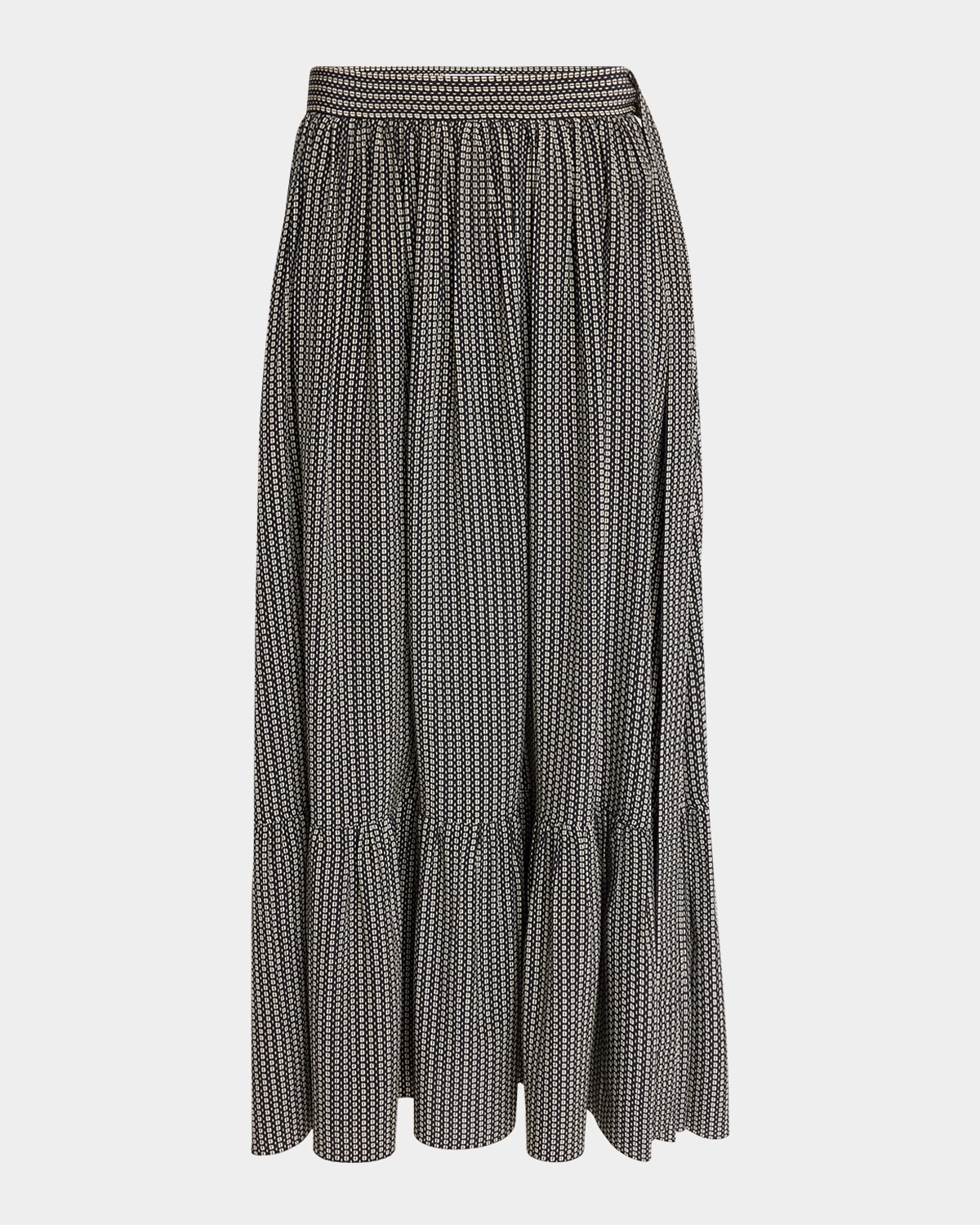 Chloé Micro Check Silk Maxi Skirt