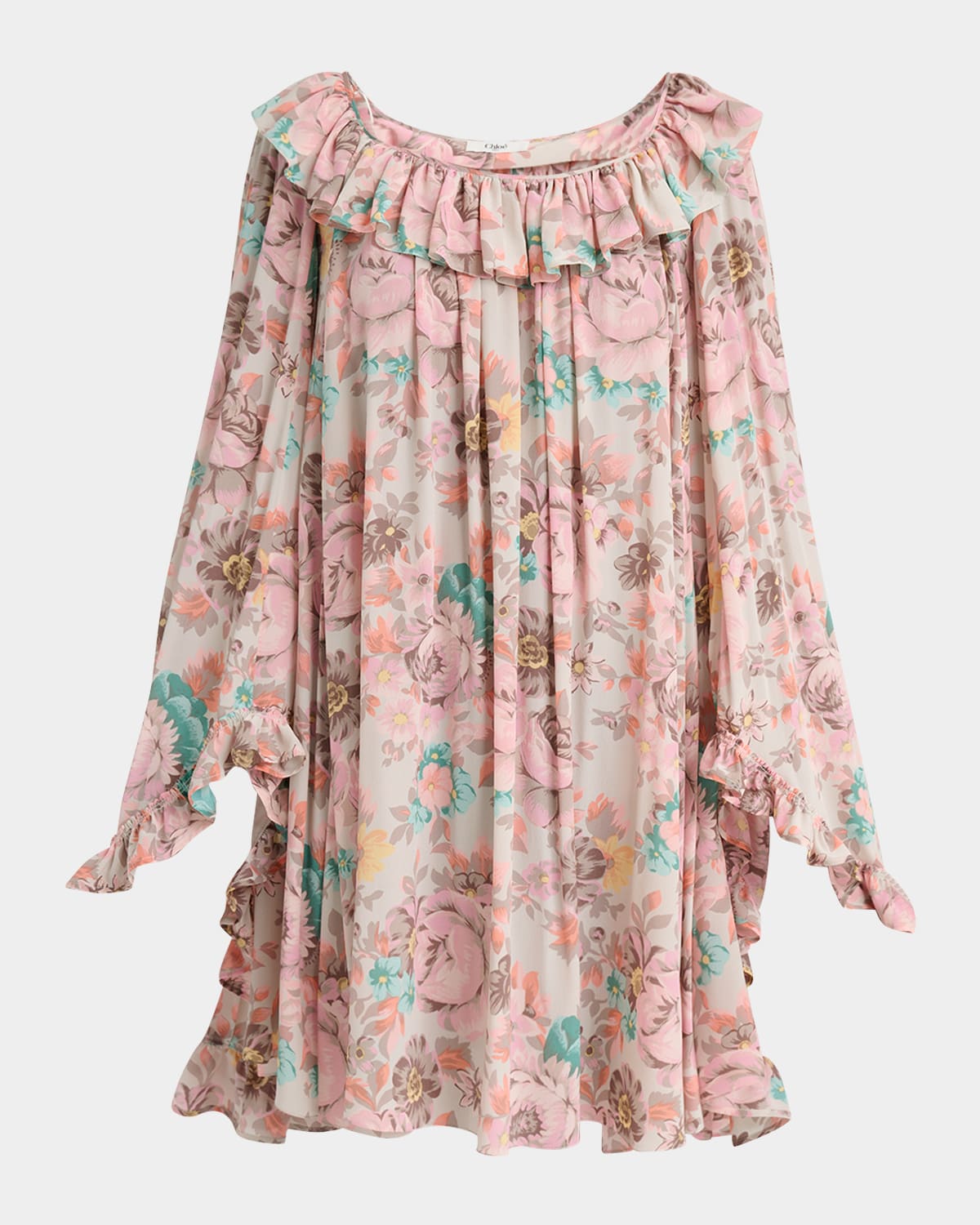 Chloé Ruffle-trim Silk Mini Shift Dress