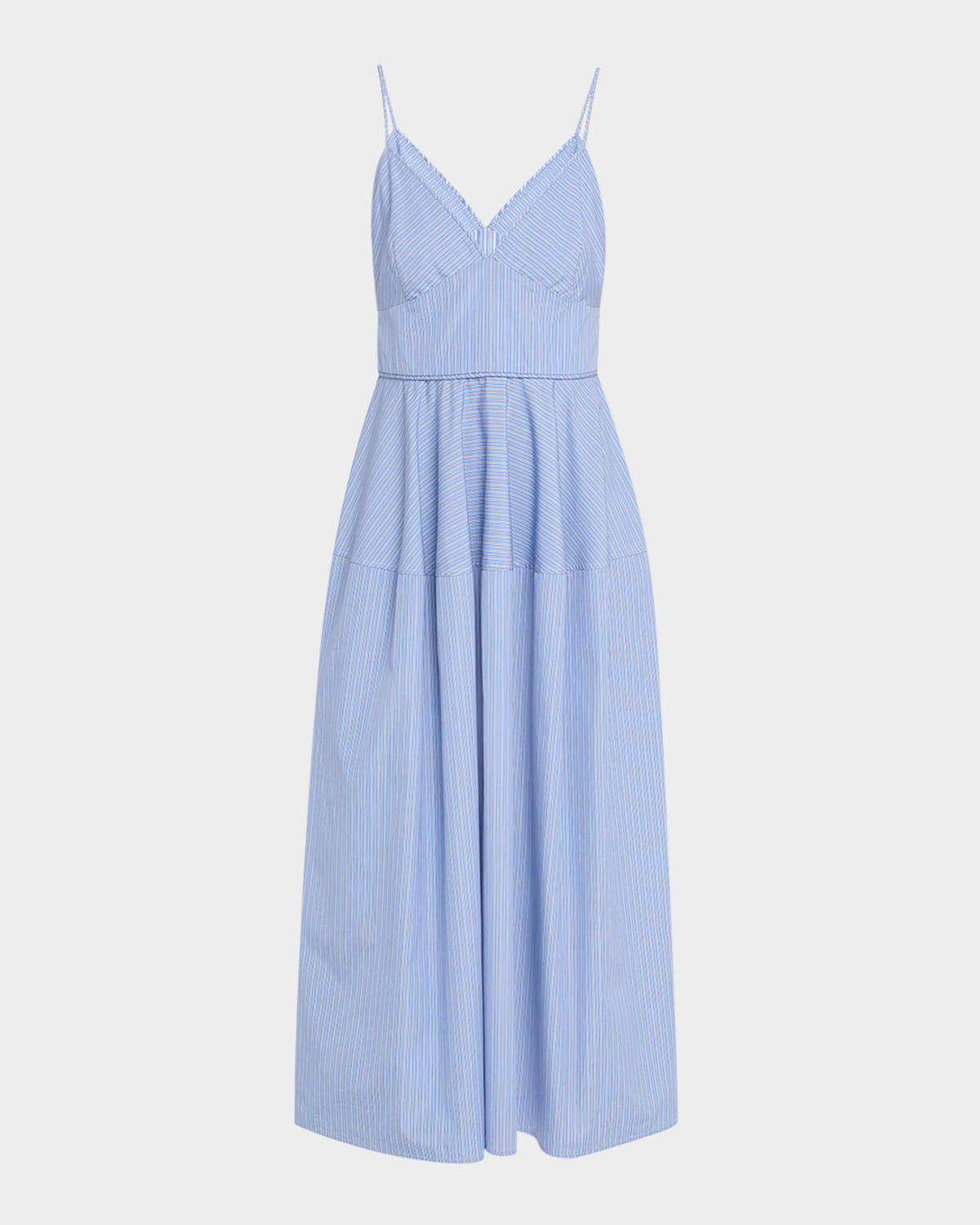 Basque Striped Midi Dress