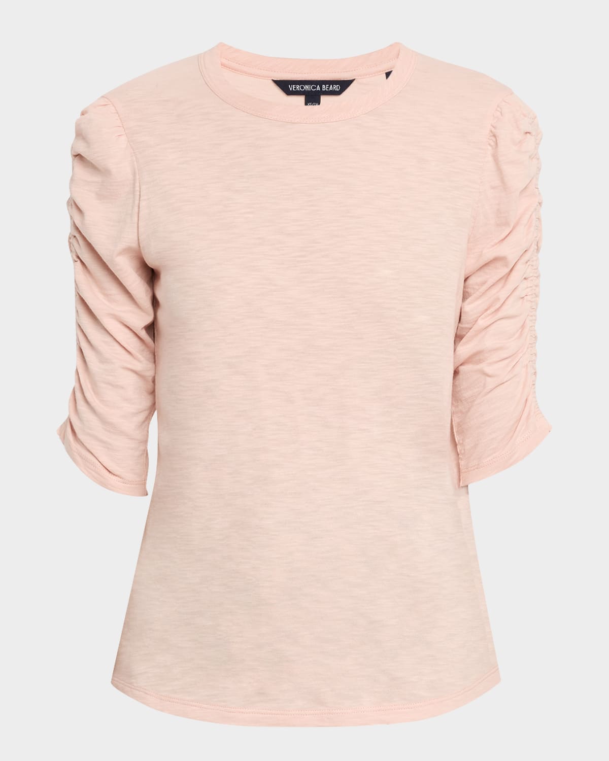 Veronica Beard Waldorf Ruched-sleeve Tee In Pink