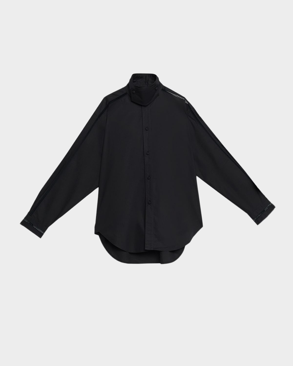 Diotima Tab Embroidered Cotton Poplin Shirt In Black