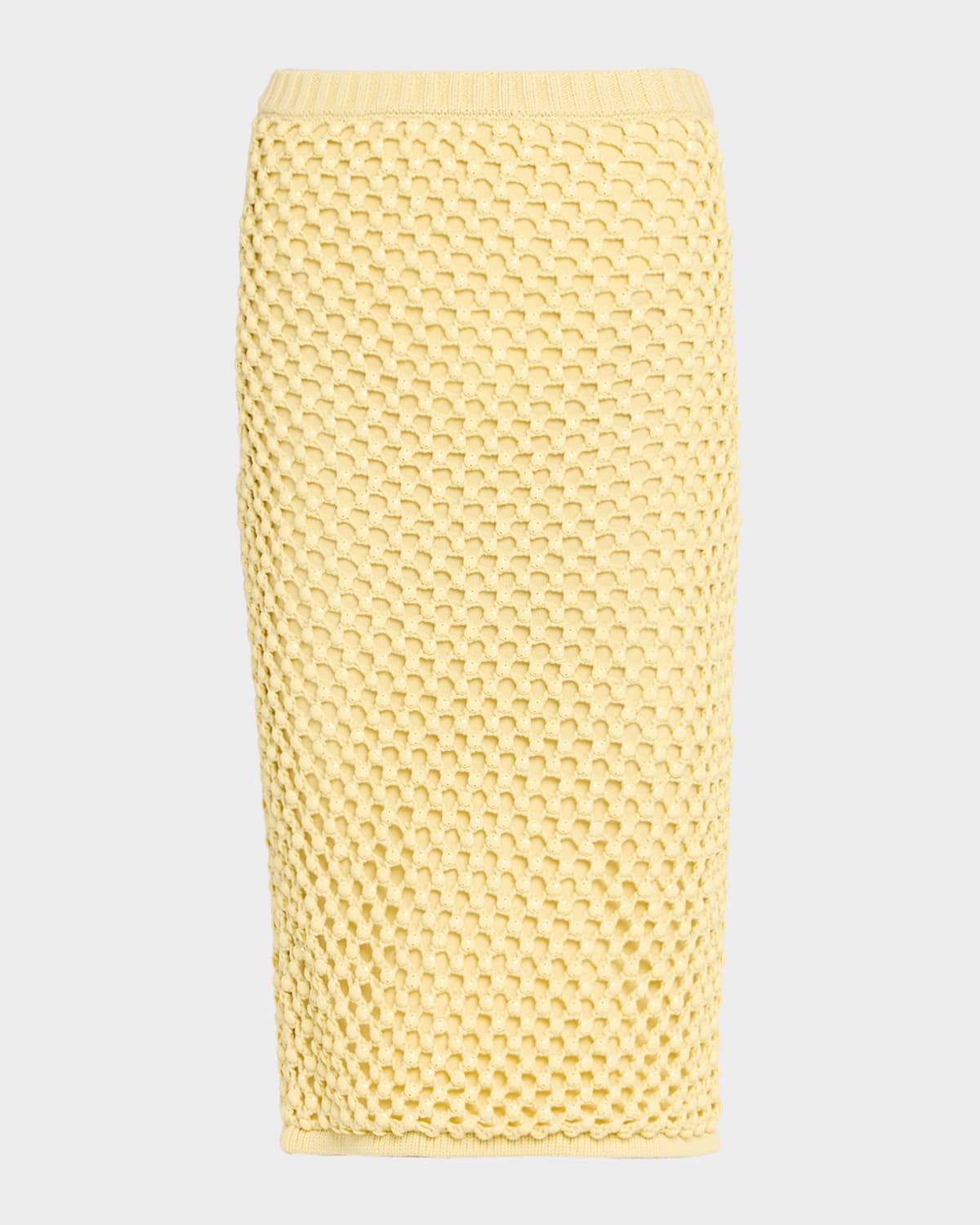 Diotima Spice Crystal Striped Crochet Knit Midi Skirt In Neutral