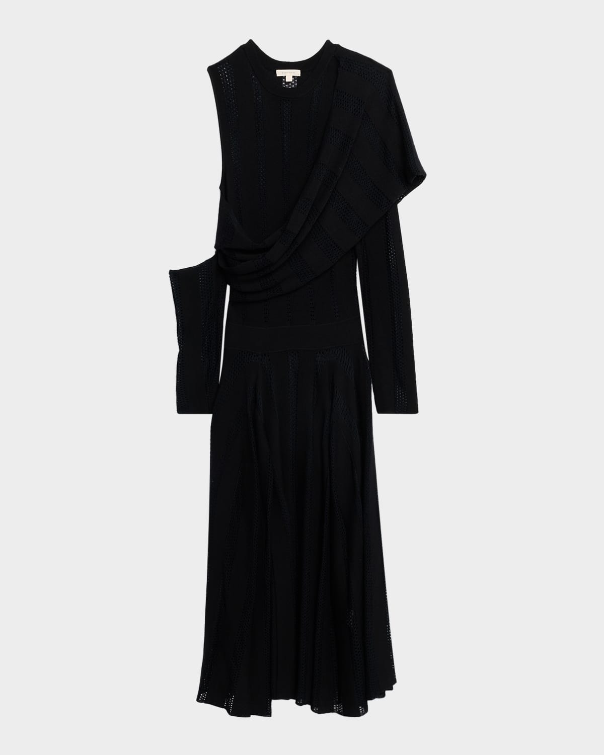 Diotima Off-the-shoulder Shrug Open-knit Maxi Dress In Black