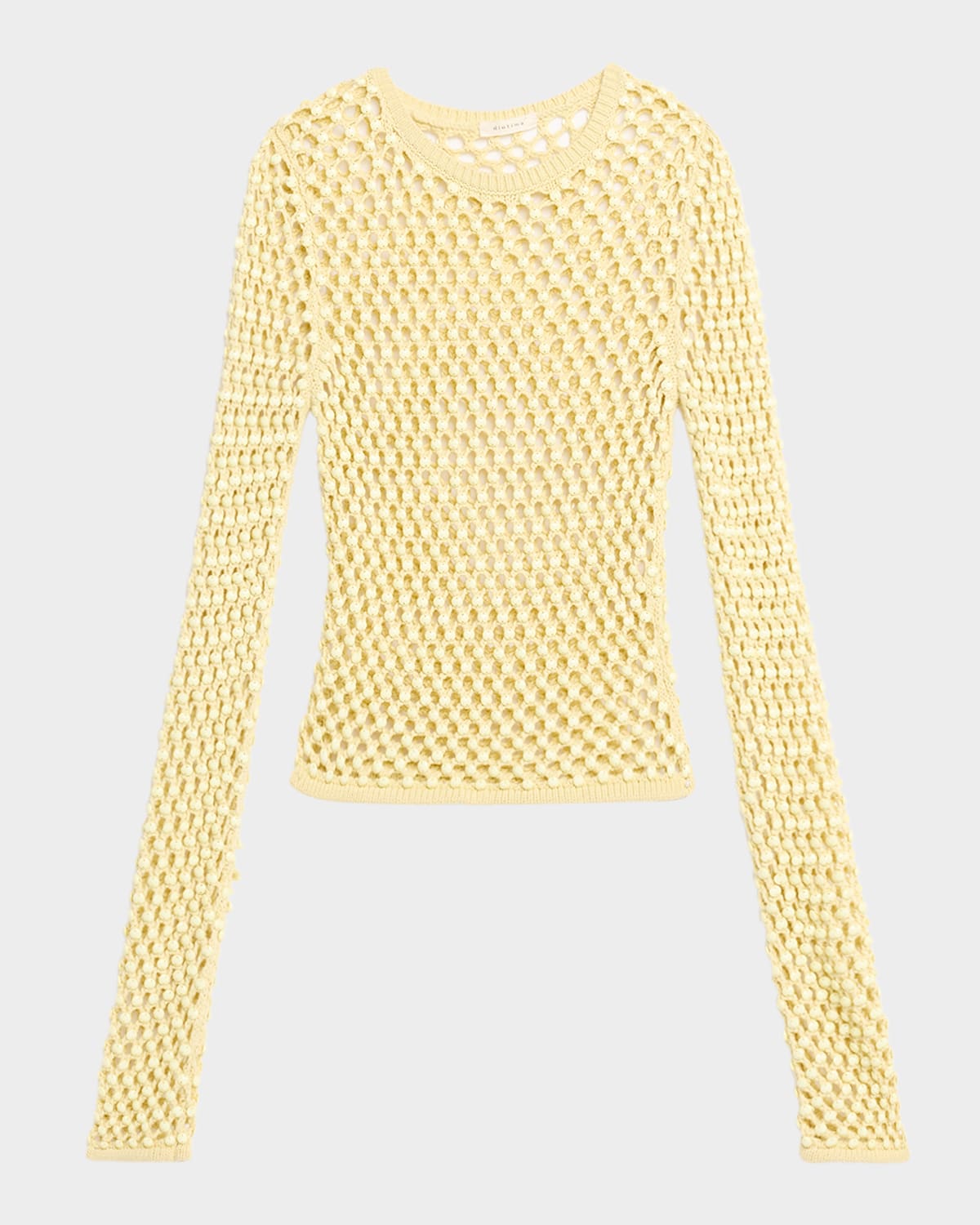 Diotima Enid Crystal Mesh Long-sleeve Top In Yellow