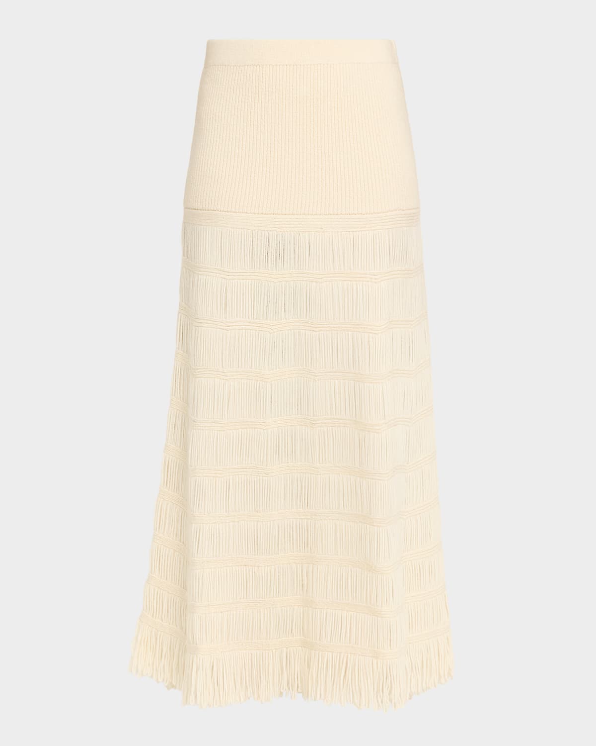 Diotima Alba Fringed Knit Maxi Skirt In Neutral