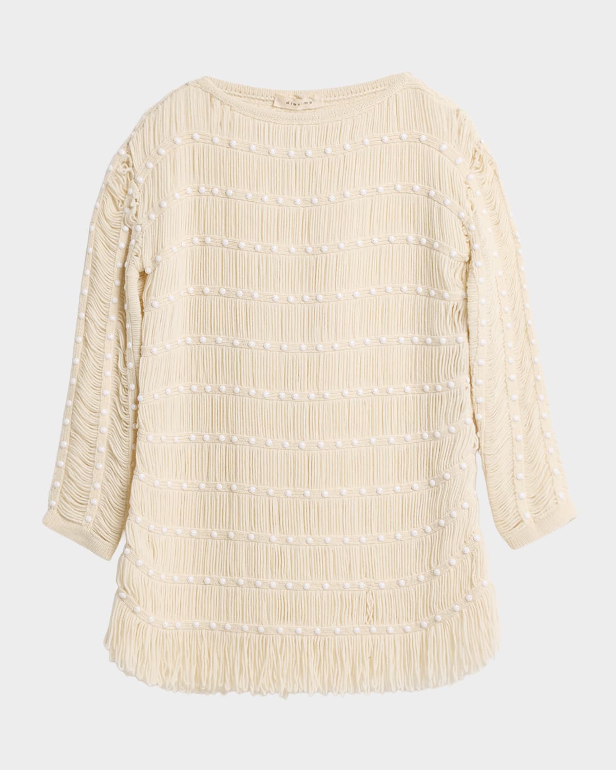 Diotima Notte Crystal Fringed Knit Mini Dress In Neutral