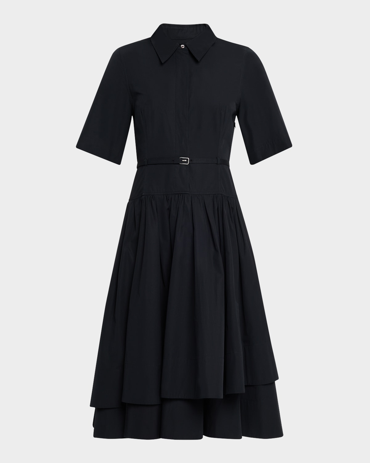 Co Short-sleeve Belted A-line Dress