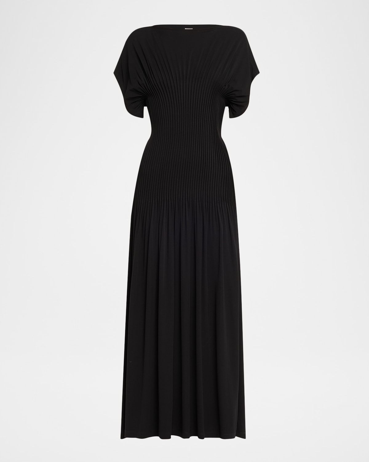 Totême Knife-pleated Jersey Empire Maxi Dress In Black