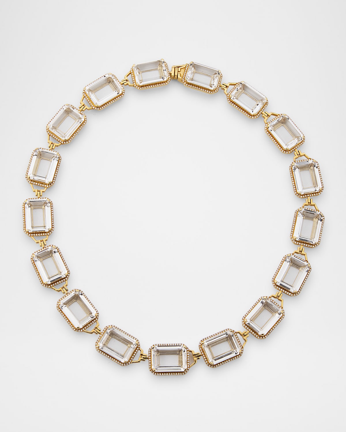 Gossip 18K Yellow Gold Rock Crystal Emerald Cut Choker with Diamonds, 14"L