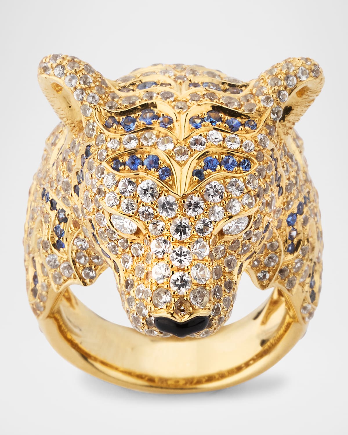 Ark 18K Yellow Gold Sapphire and Onyx Tiger Ring with Diamonds