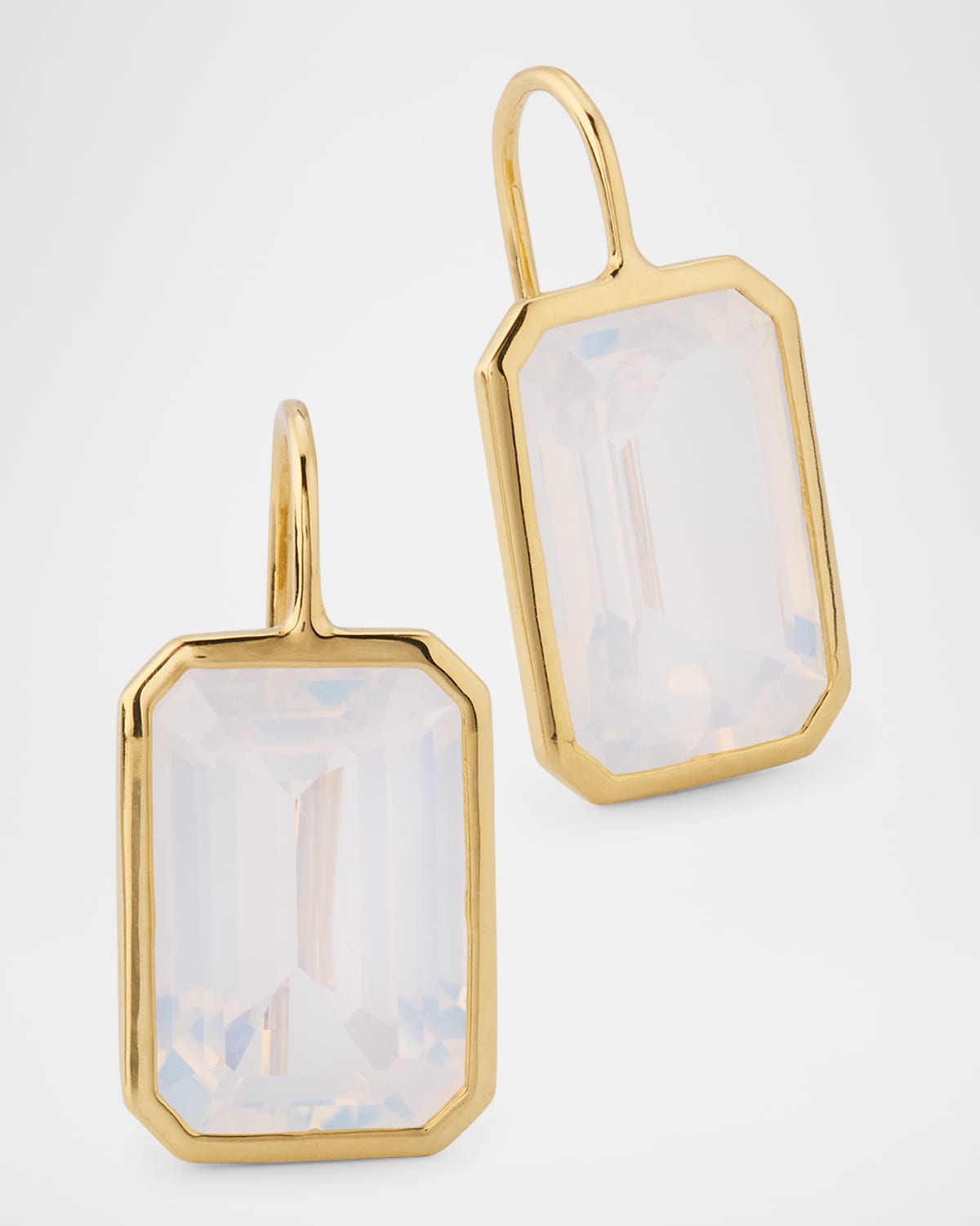 Gossip 18K Yellow Gold Moon Quartz Emerald Cut French Wire Earrings