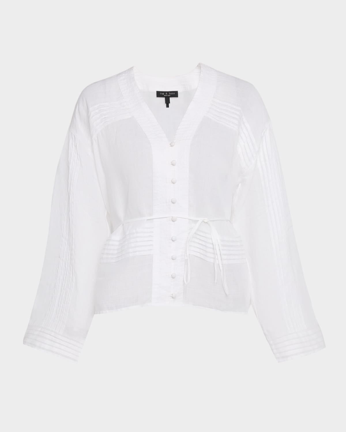 Rag & Bone Viviana Button-front Ramie Blouse In White