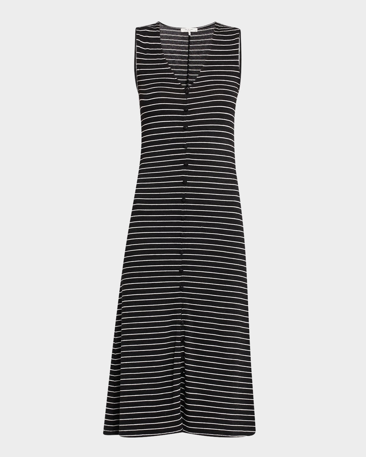 Rag & Bone The Knit Stripe Sleeveless A-line Dress In Black