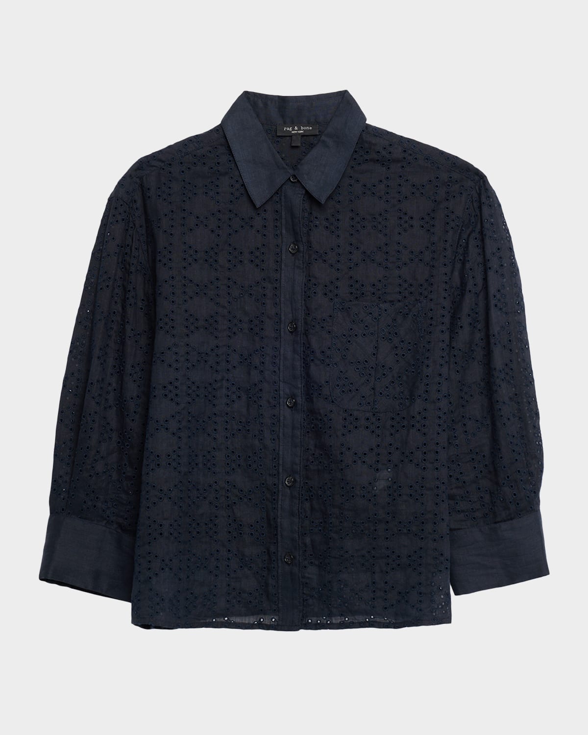 Rag & Bone Lucia Embroidered Button-front Shirt In Black