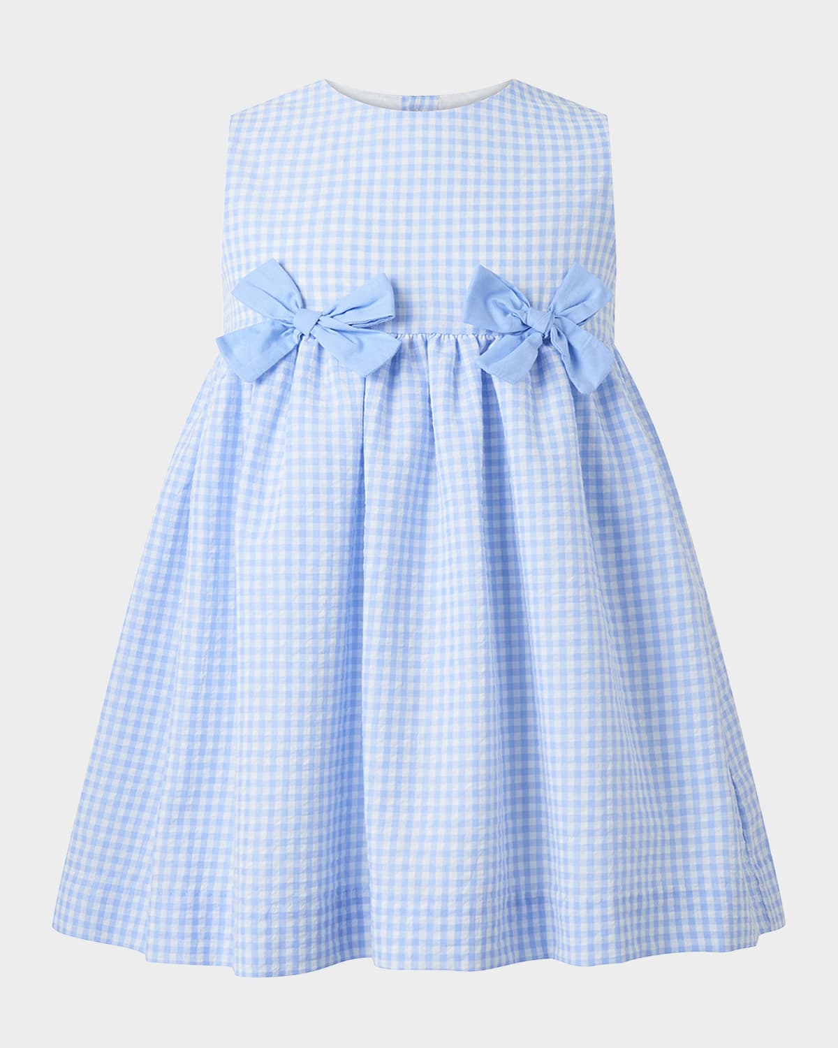Rachel Riley Check Bow Dress In Blue
