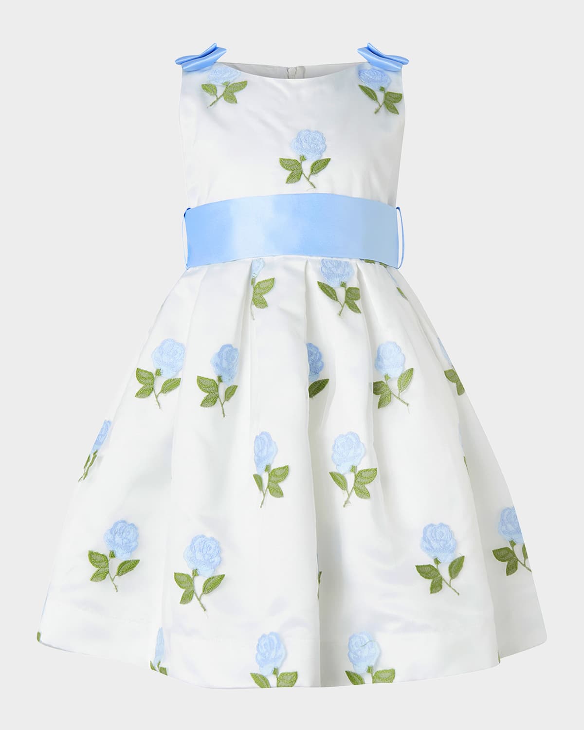 Rachel Riley Rose Embroidered Organza Dress In Blue